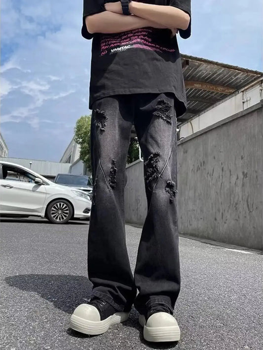 Men's Full Size Ripped Distressed Straight Leg Jeans Plus Size Simply Love