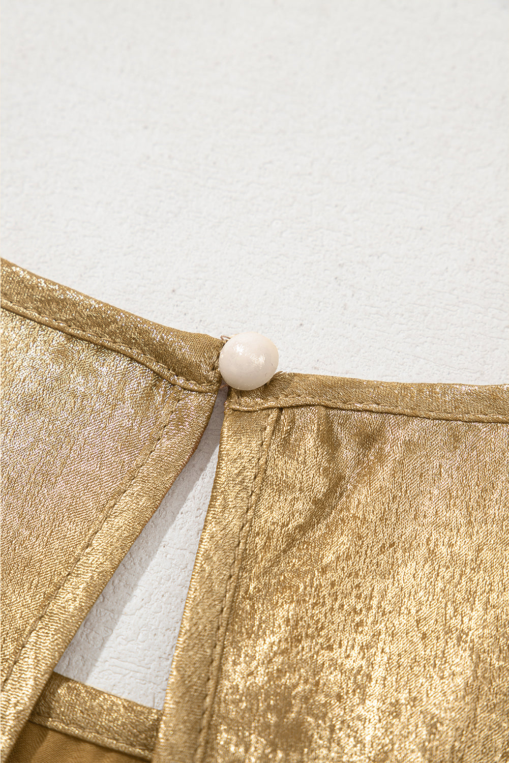 Gold Metal Textured Round Neck Casual Tank Top for Women