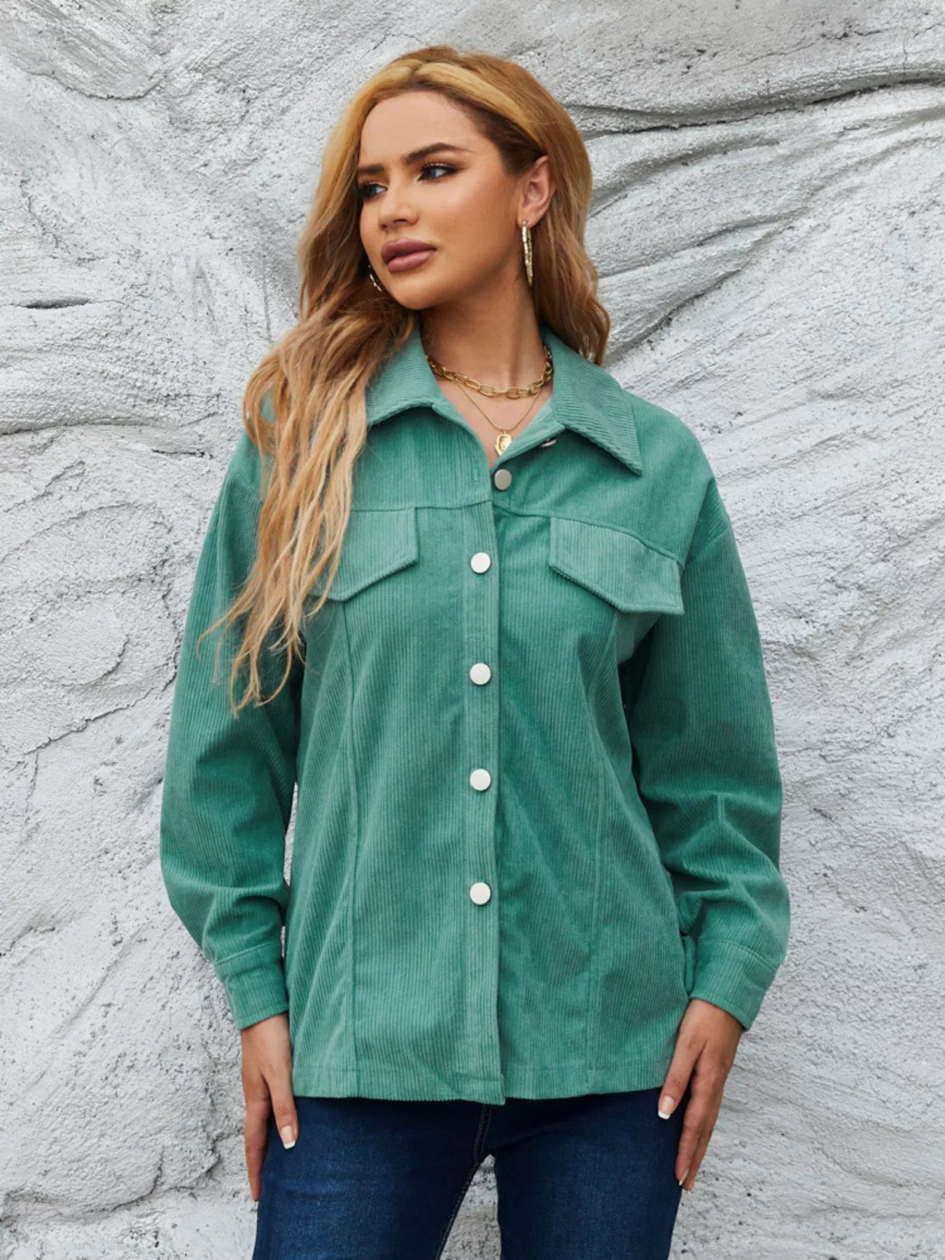 Casual Corduroy Button-Down Jacket Simply Love