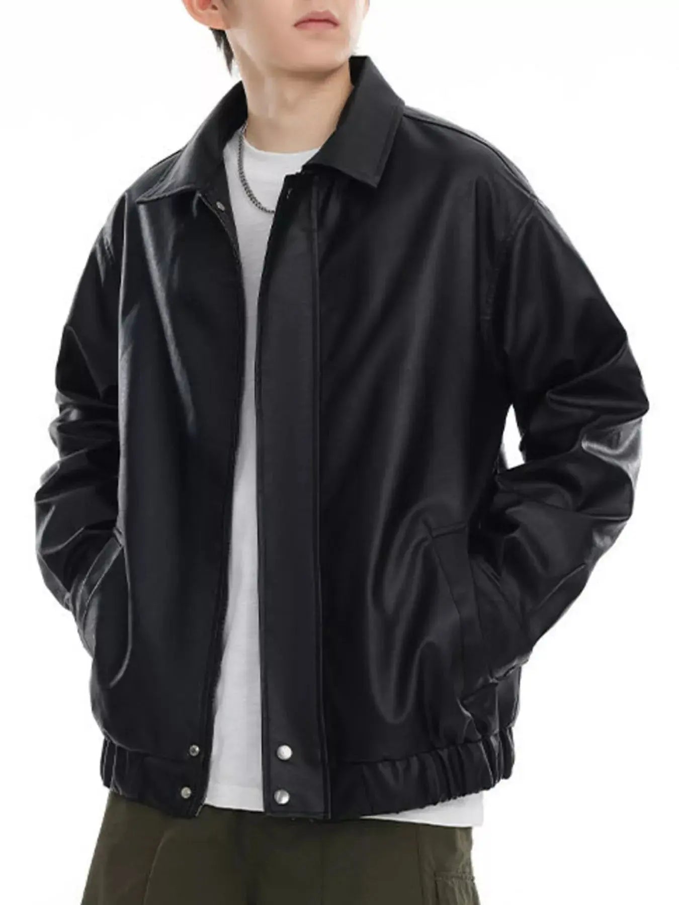 Men's Plus Size Classic Faux Leather Jacket Simply Love