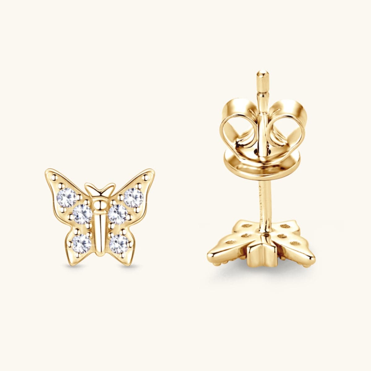 Moissanite 925 Sterling Silver Butterfly Stud Earrings.