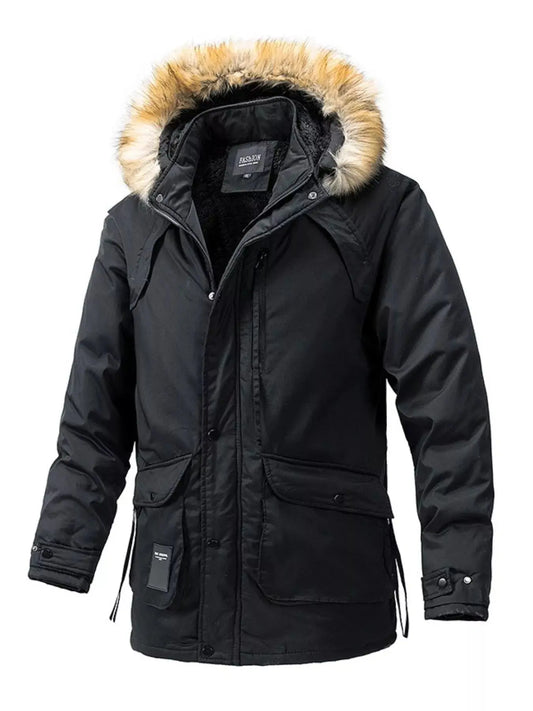 Men's Plus Size Fur Hooded Winter Parka Coat Simply Love