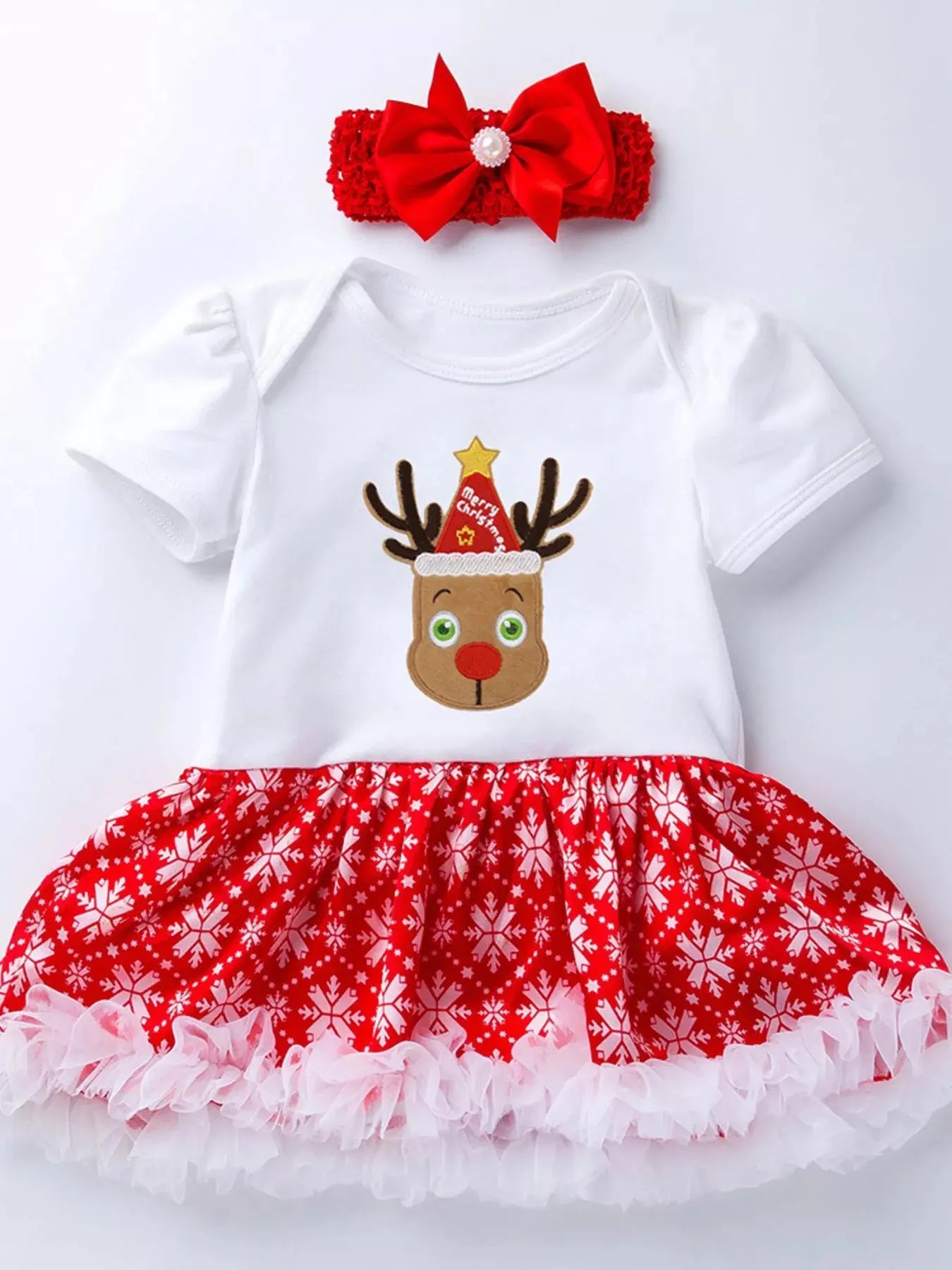 Children's Christmas One Piece Dress with Headband Simply Love