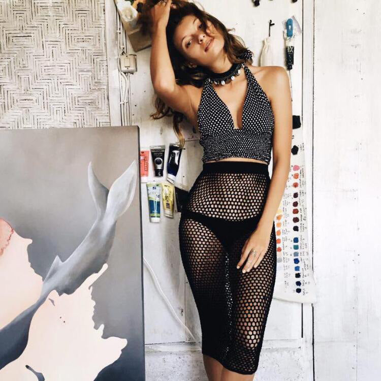 Dedicated Beach Skirt Women Summer Seaside Holiday Hand Crocheting Knitted Hollow Out Cutout Out Fishnet Bikini Skirt Crochet hook Bella Mia