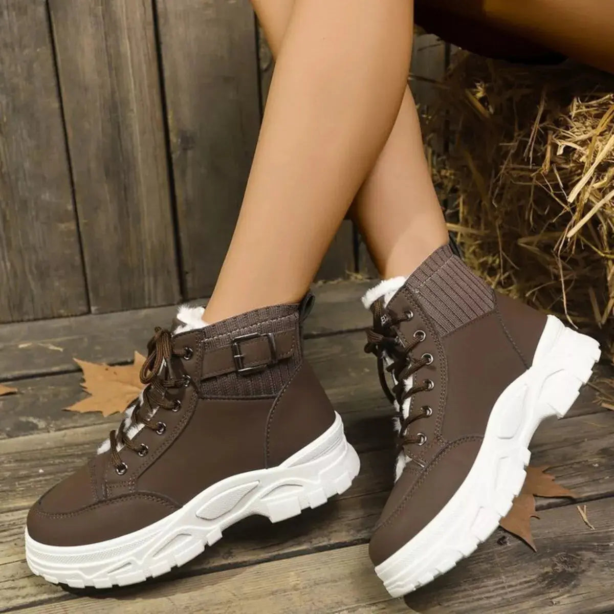 Plush Lining Lace Up Boots Simply Love