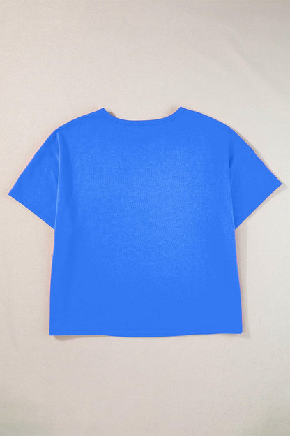 Pocketed Round Neck Short Sleeve T-Shirt.