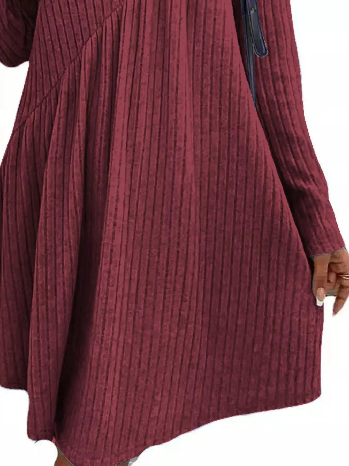 Casual Ribbed Knit Long Sleeve Swing Dress Simply Love
