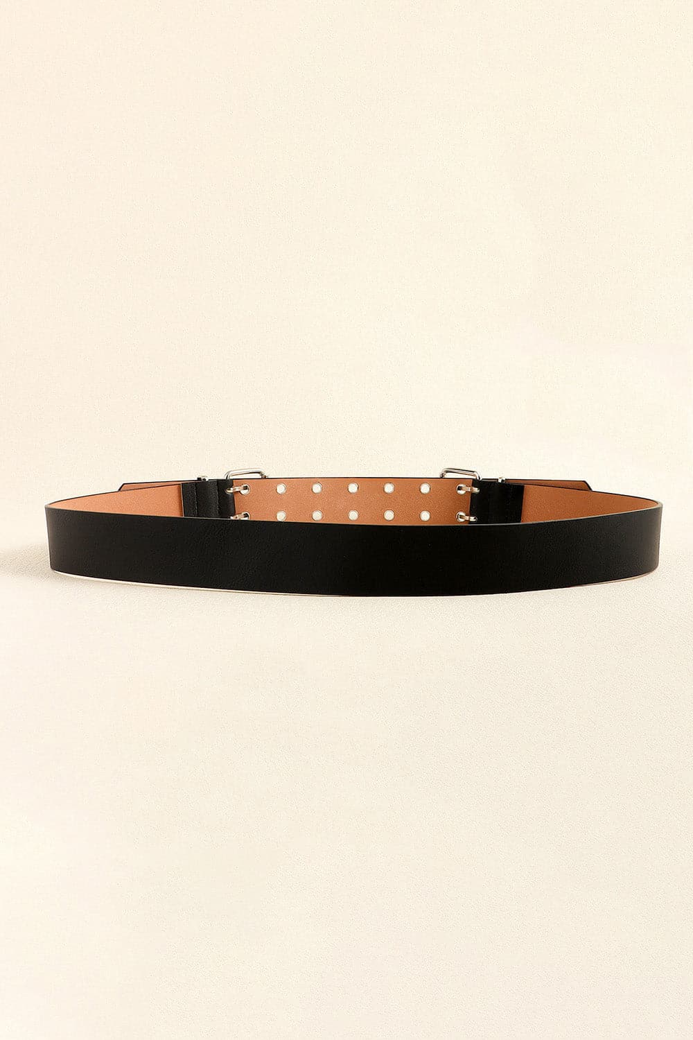 PU Leather Two Row Eyelet Belt.