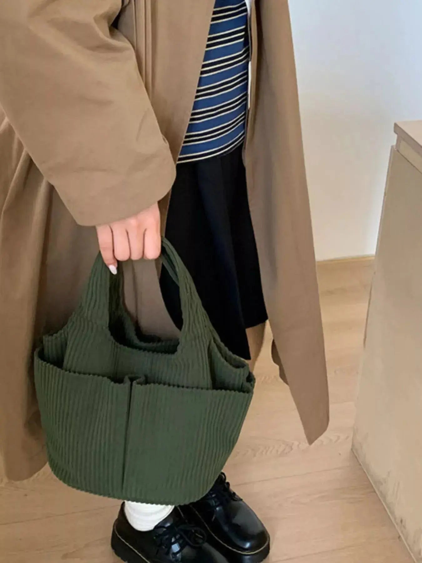 Corduroy Solid Color Handbag Simply Love