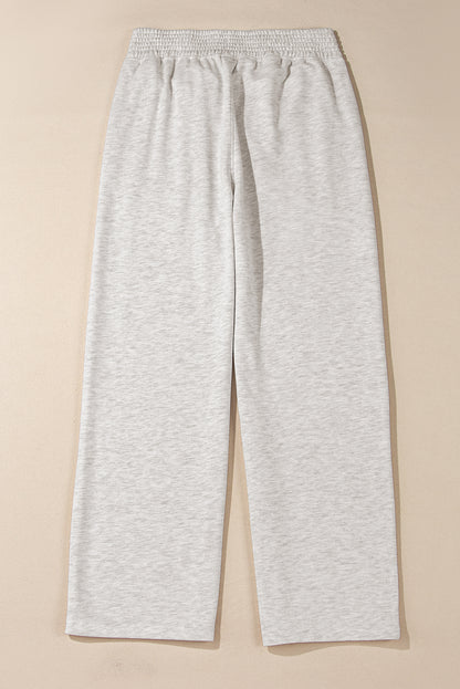 Light grey wide leg lounge pants with trendy cross waist design