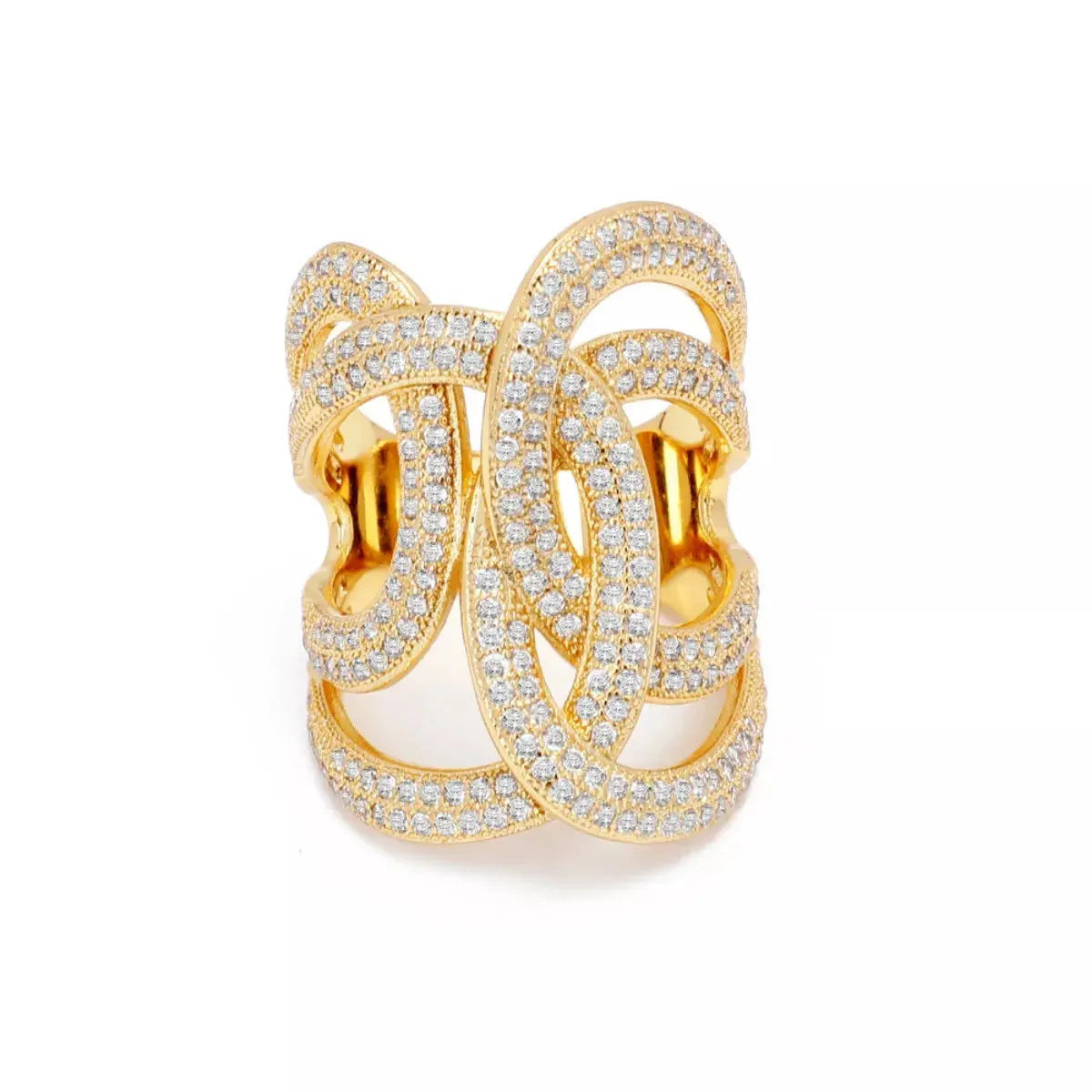 18K Gold-Plated Zircon Interwoven Ring Simply Love