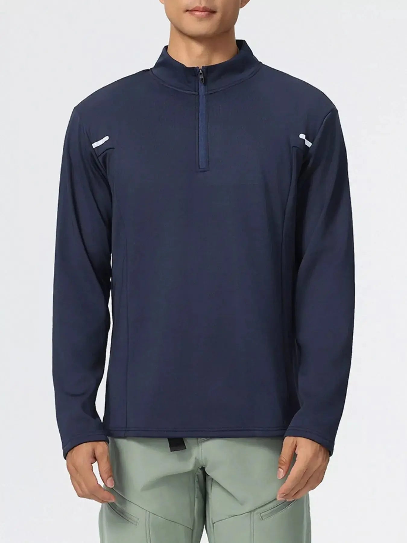 Men's Plus Size Half-Zip Long Sleeve Top Simply Love