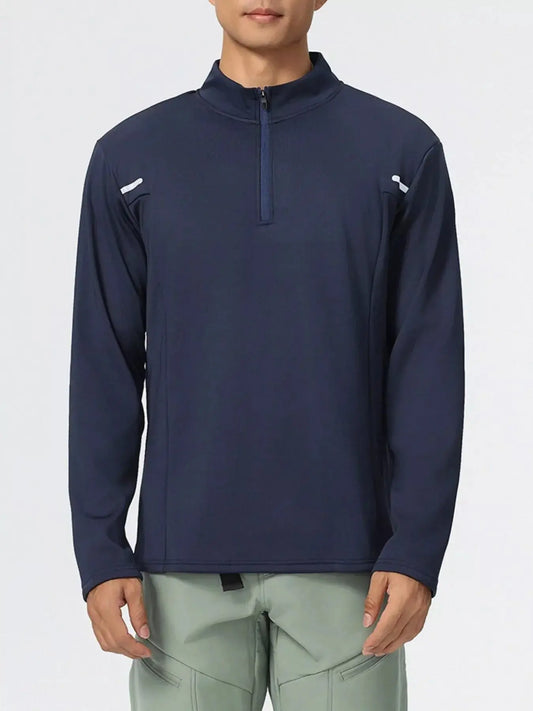 Men's Plus Size Half-Zip Long Sleeve Top Simply Love