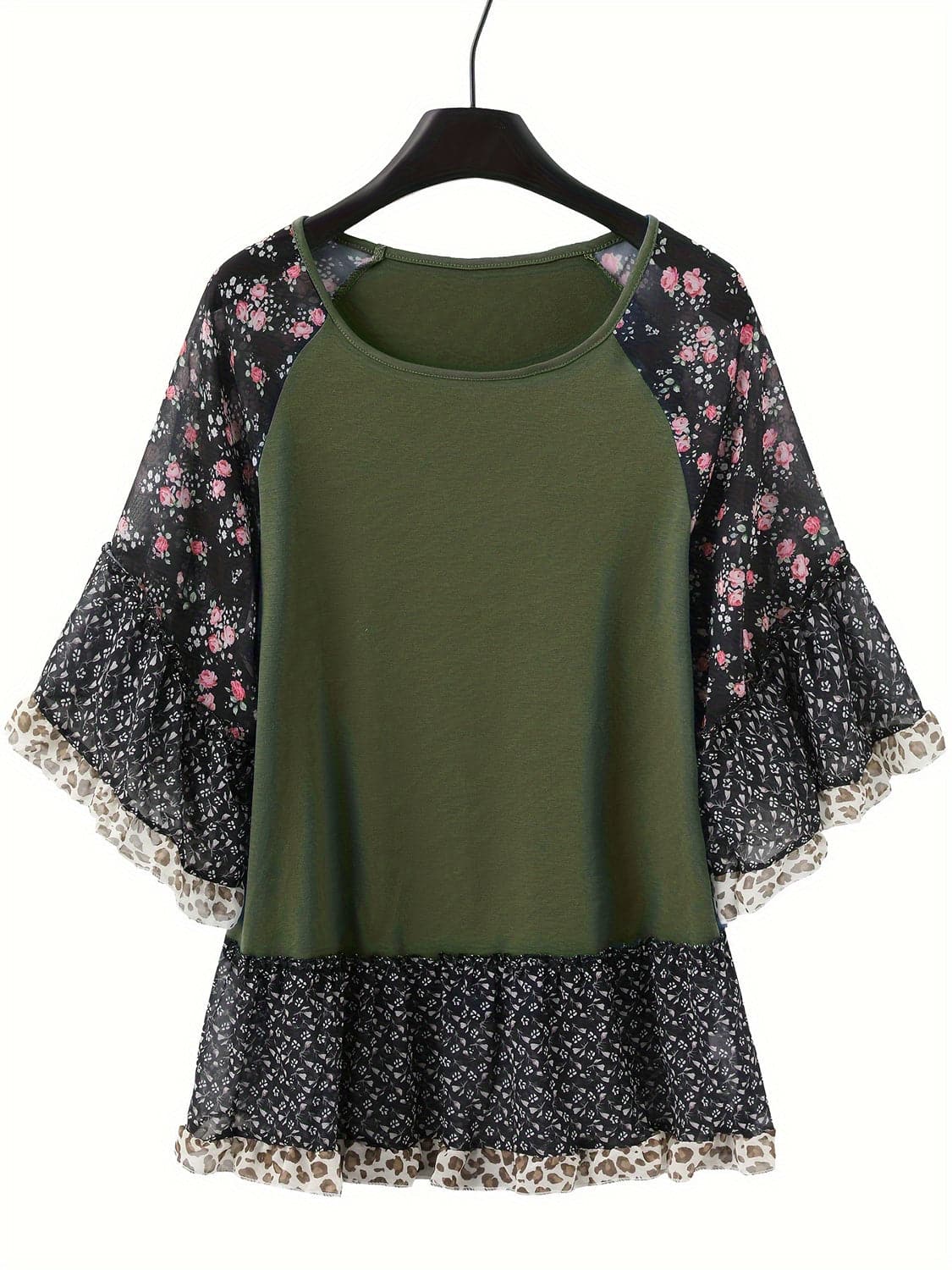 Frilled printed blouse - half sleeves