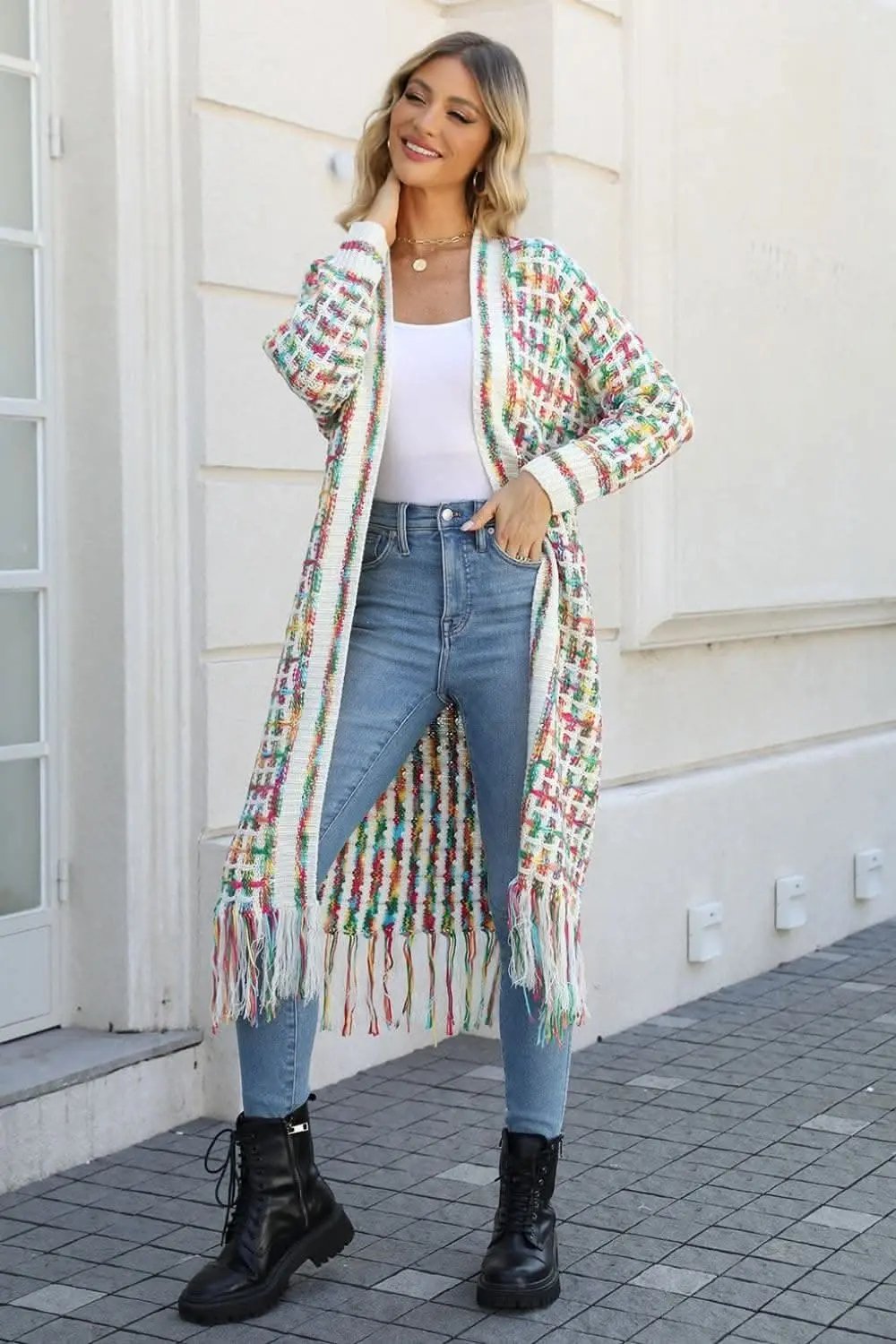 Multicolored fringe cardigan - Love Salve 
