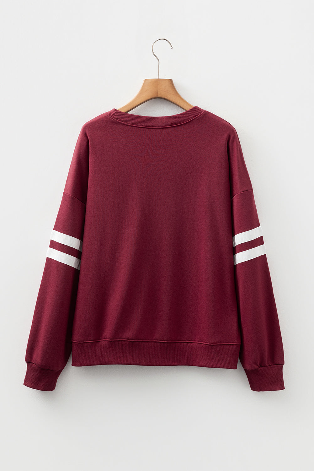 Red Dahlia Varsity Oversized Striped Detail Sweatshirt