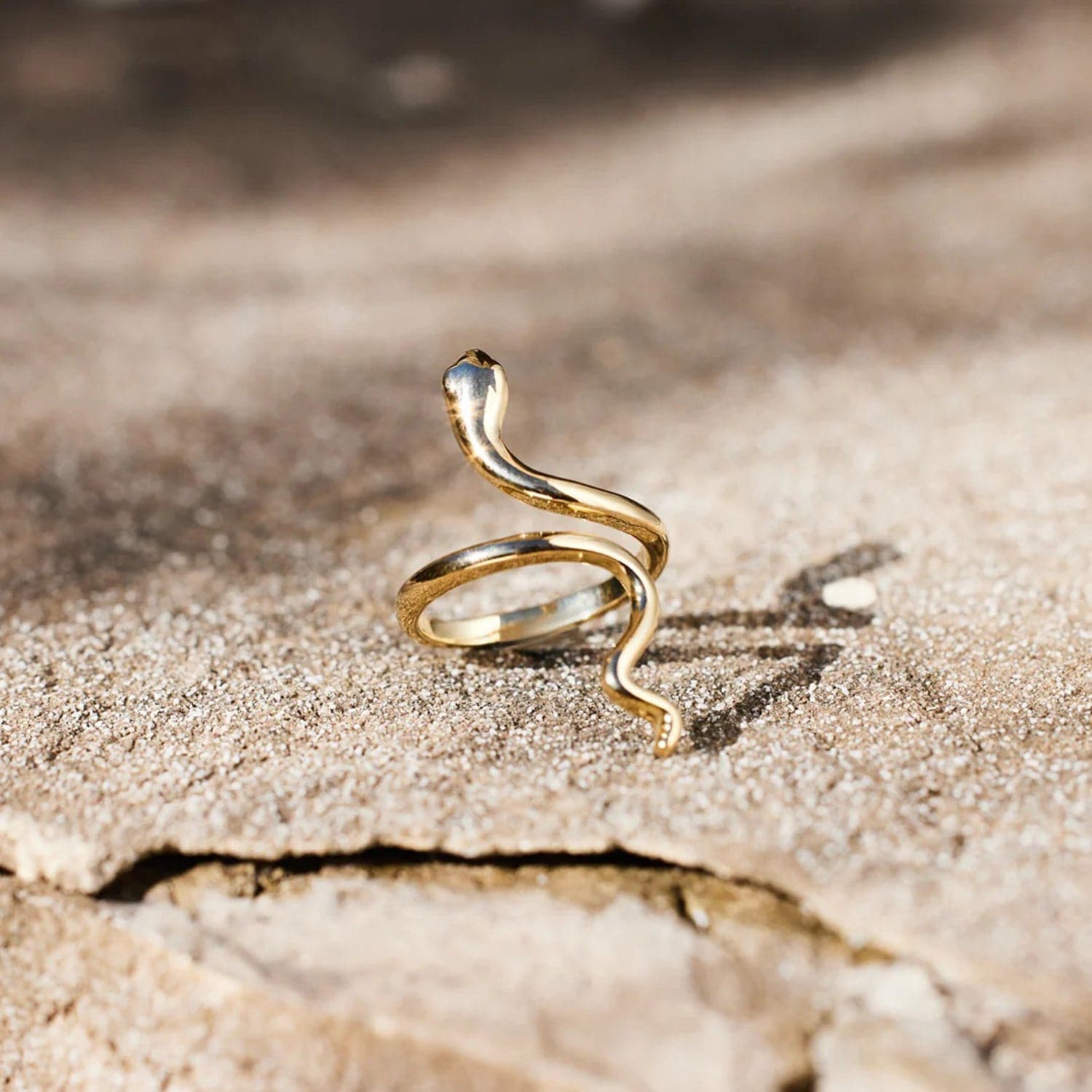 Snake Shape 18K Gold-Plated Bypass Ring.