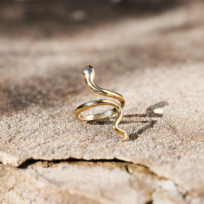 Snake Shape 18K Gold-Plated Bypass Ring.