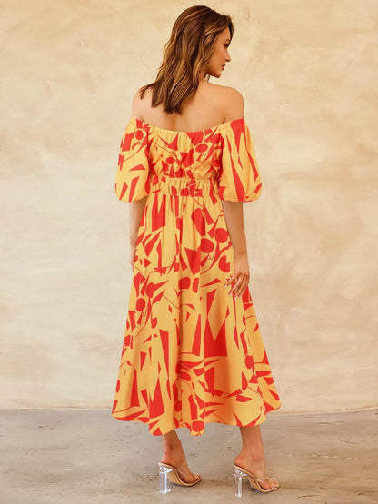 Printed Off-Shoulder Balloon Sleeve DressStep into Style with our Printed Off-Shoulder Balloon Sleeve Dress
 
 
Chic and Trendy: Elevate your wardrobe with this stylish off-shoulder dress featuring balloon Love Salve -Shoulder Balloon Sleeve DressColor