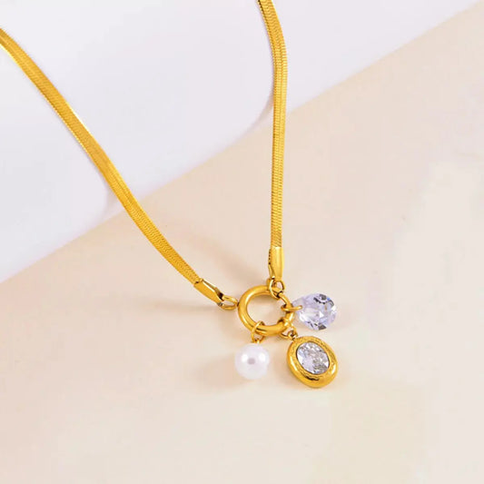 18K Gold-Plated Herringbone Chain Necklace Simply Love