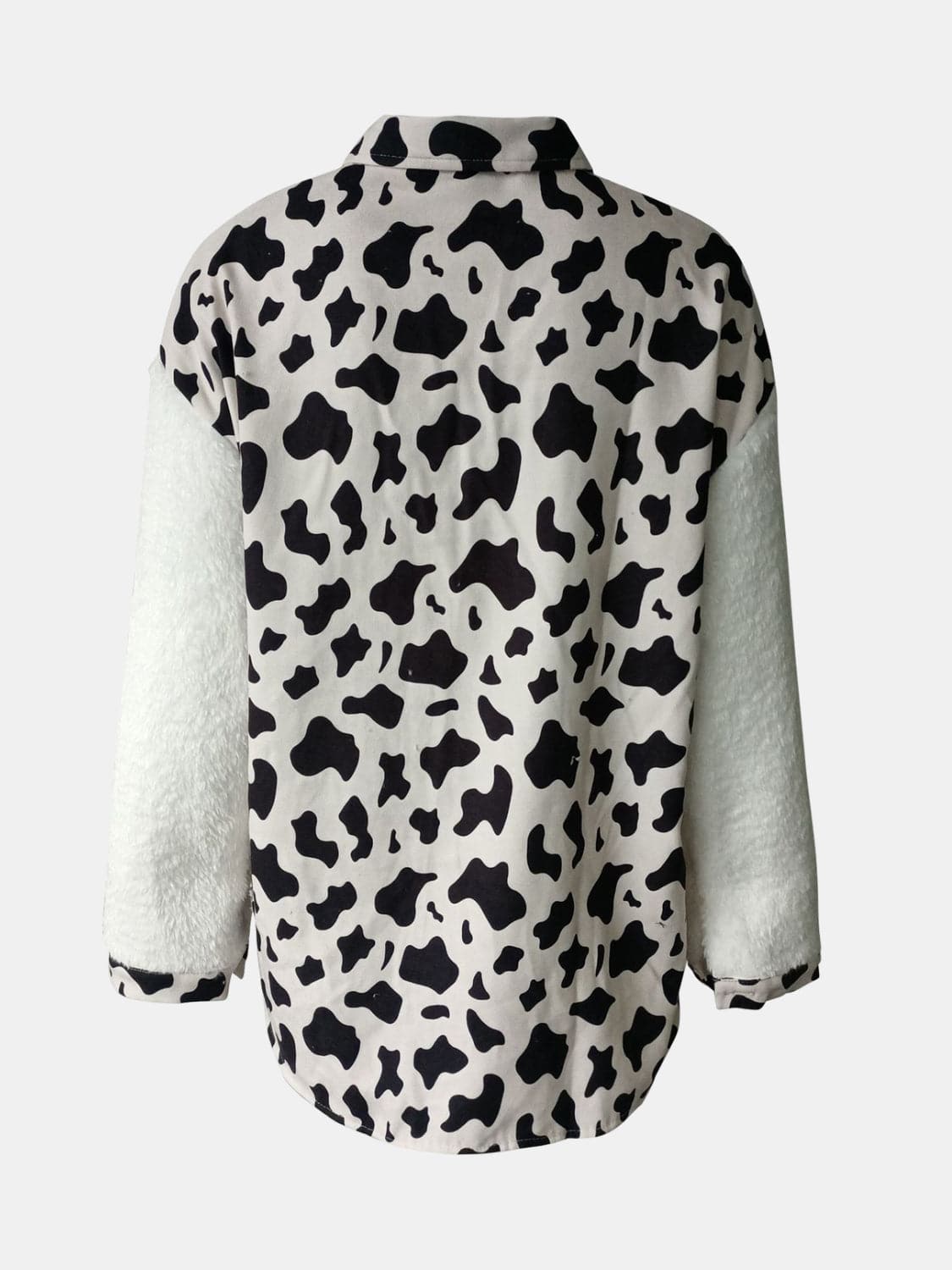 Fuzzy Button Up Long Sleeve Jacket.