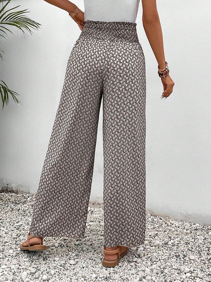 Tied Printed Wide Leg Pants.