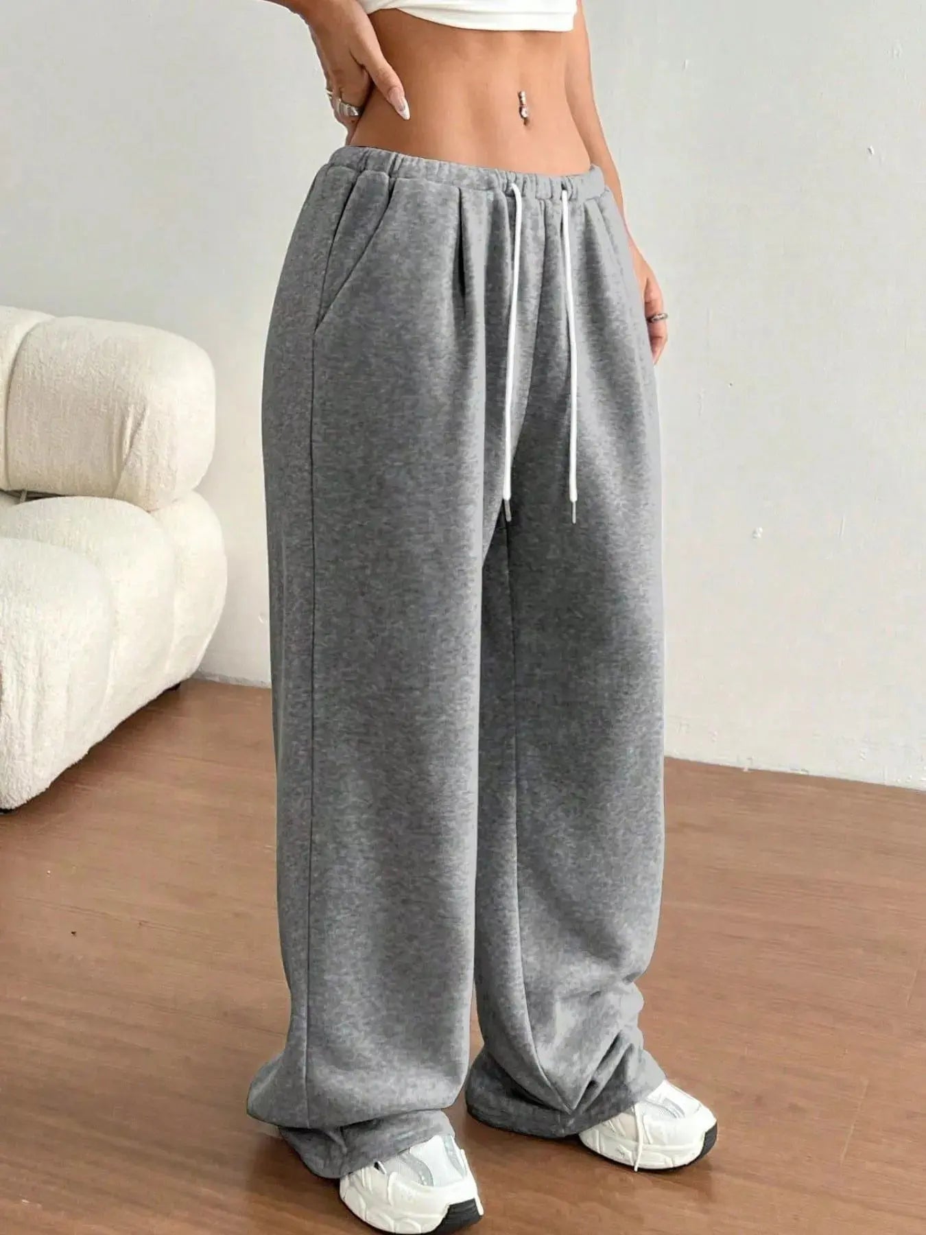 Casual Drawstring High Waist Wide Leg Sweatpants Simply Love