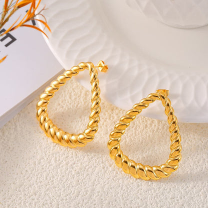 Elegant 18K gold-plated twisted hoop earrings