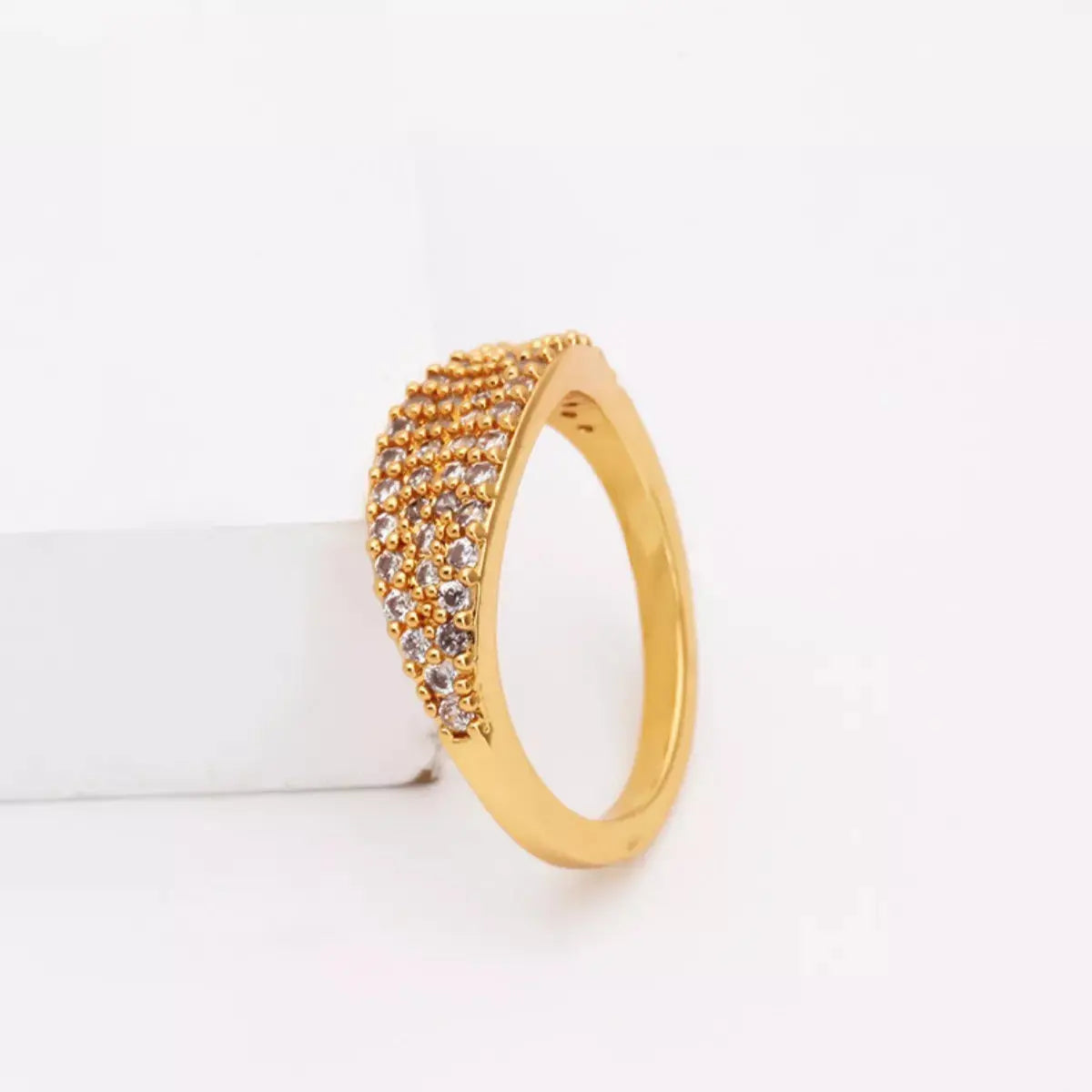18K Gold-Plated Copper Zircon Round Ring Simply Love