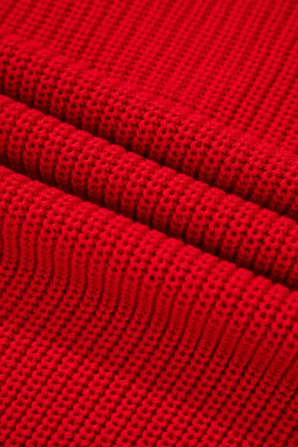 Premium Racing Red Solid Textured Knit V Neck Drop Shoulder Sweater Dear-Lover Dropshipping