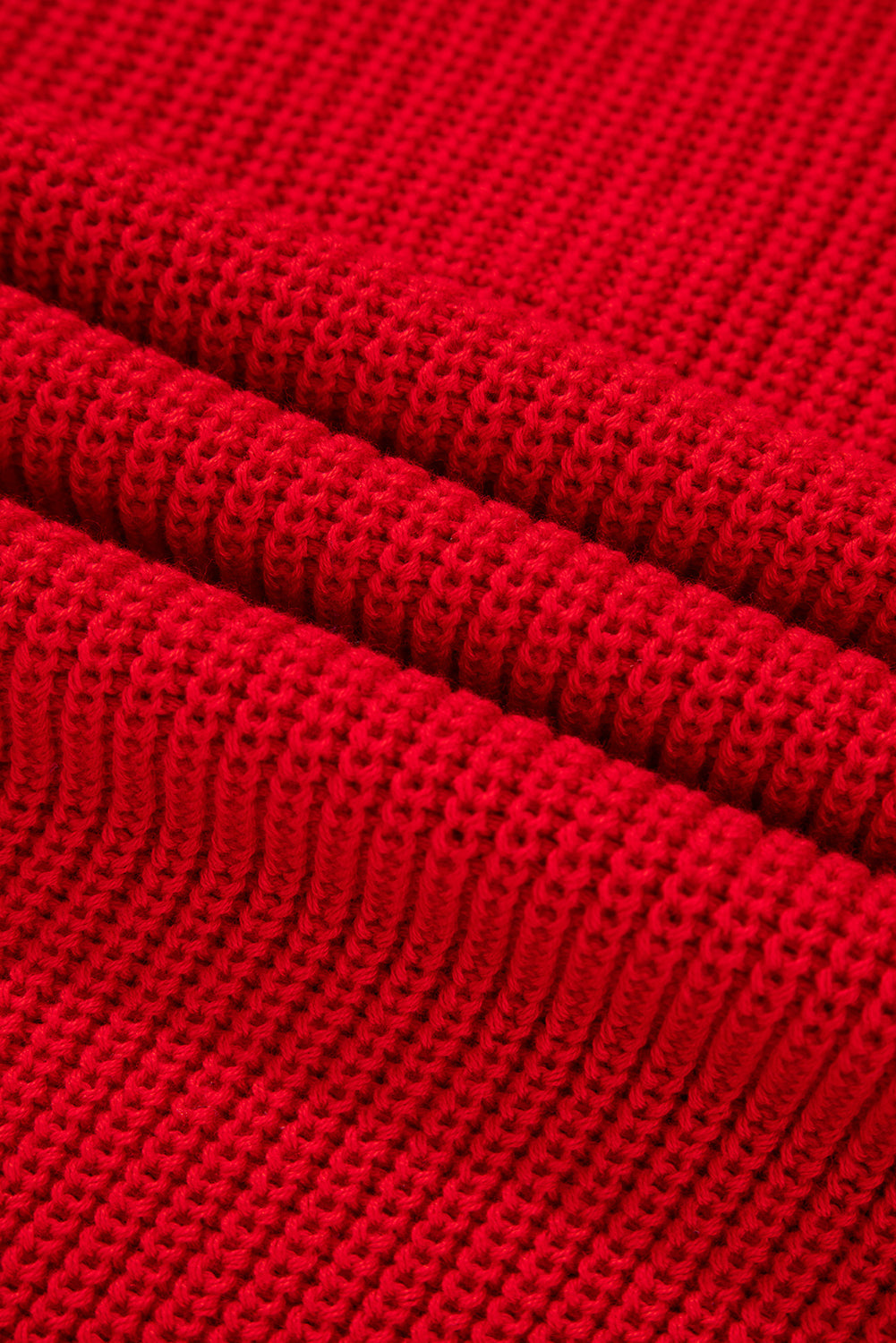 Premium Racing Red Solid Textured Knit V Neck Drop Shoulder Sweater Dear-Lover Dropshipping