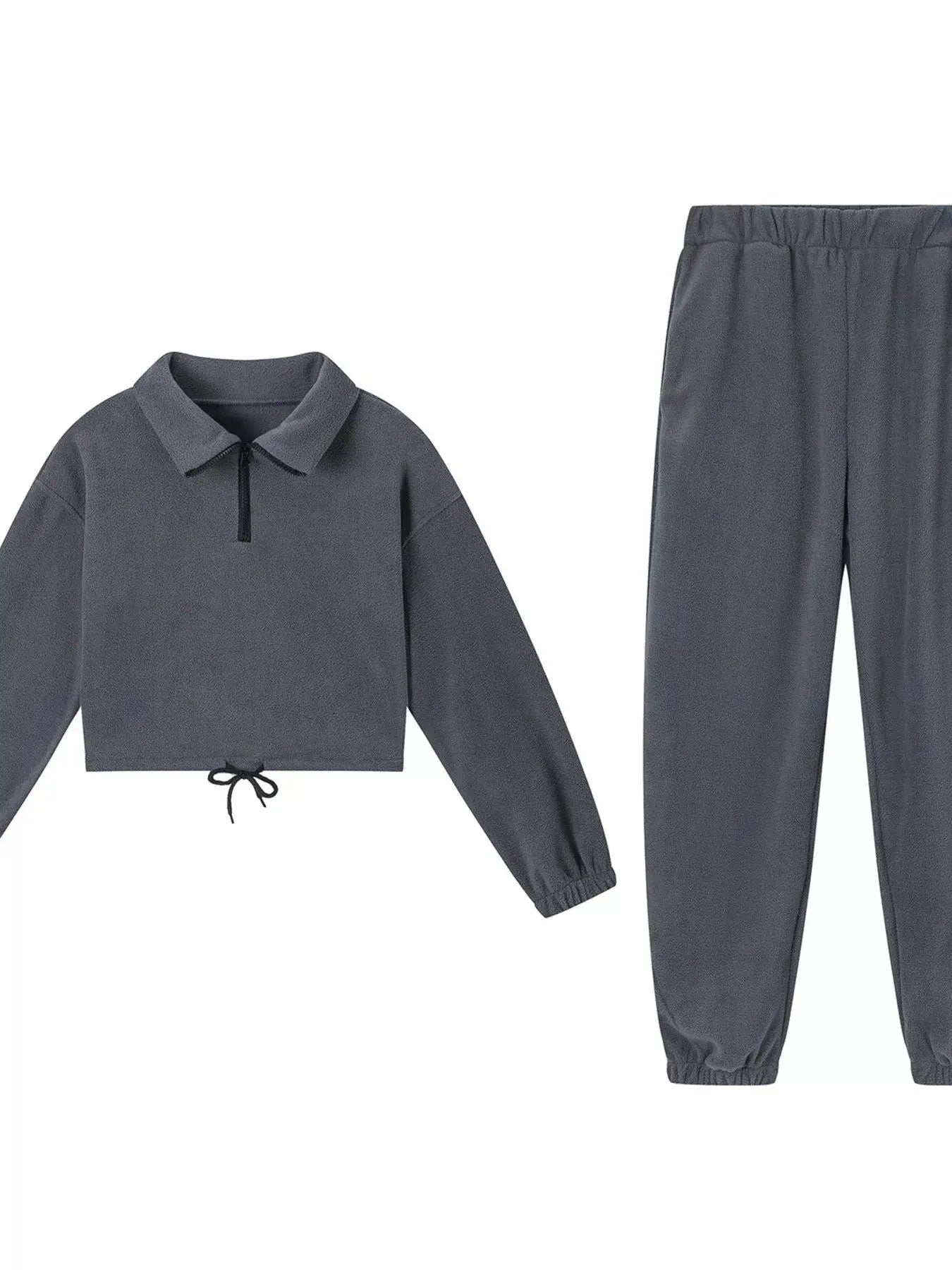 White Fleece Quarter Zip Sweatshirt And Pants Set Two Piece Loungewear Simply Love