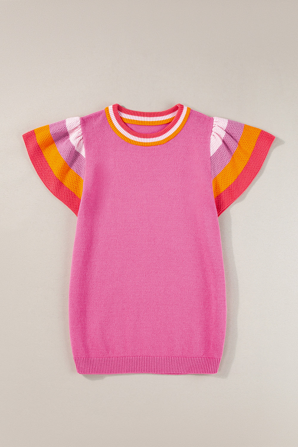 Bright pink flutter sleeve tee