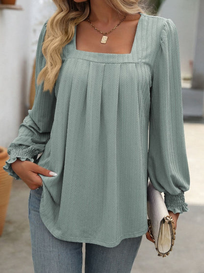 Square Neck Long Sleeve Top.