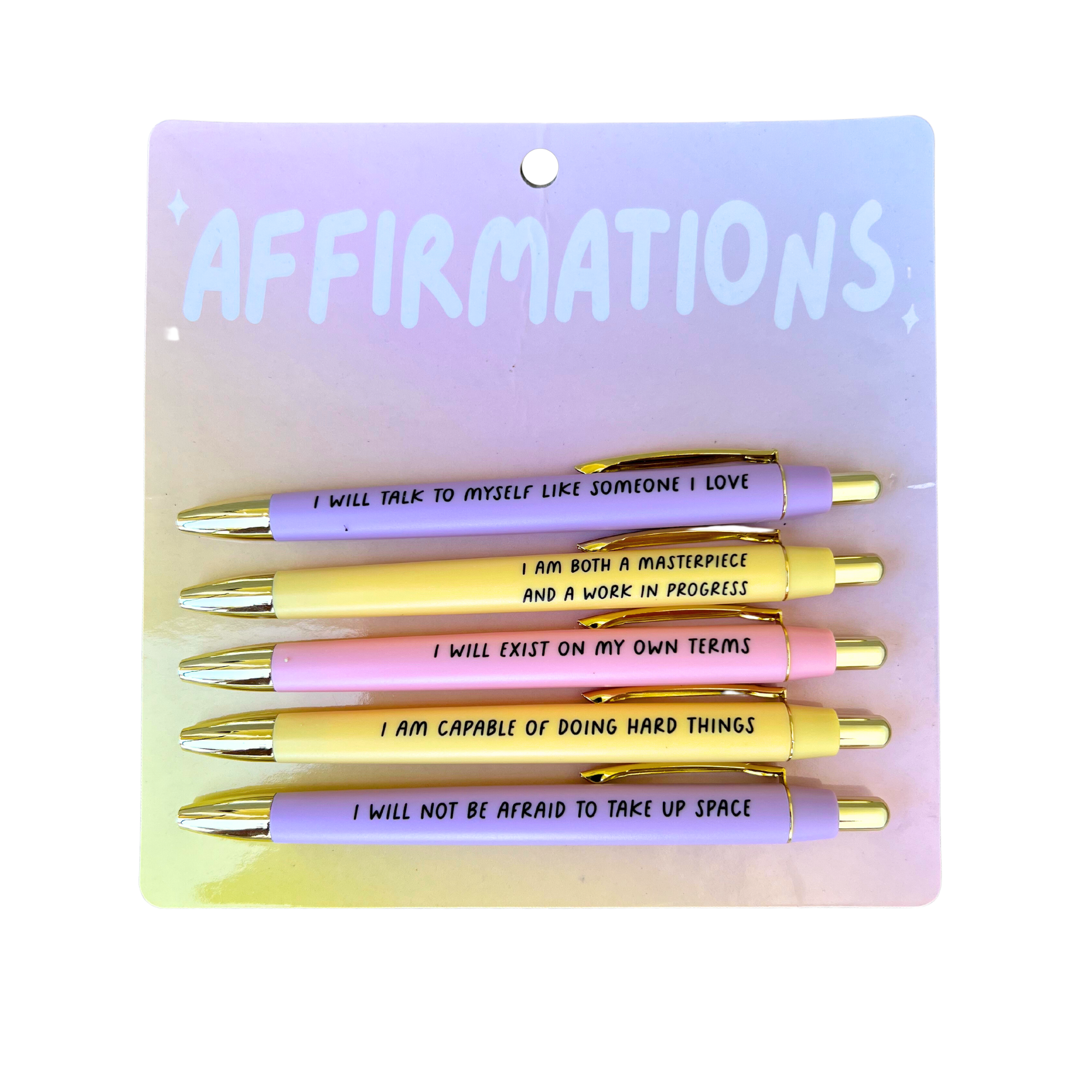 Affirmations Pens - 5 Black Ink Ballpoint Pens Coco’s Tee Boutique