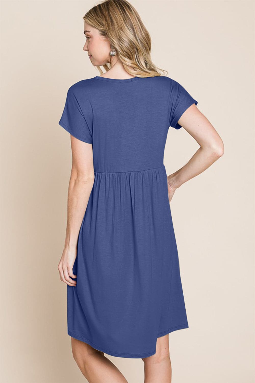 BOMBOM V-Neck Short Sleeve Dress.