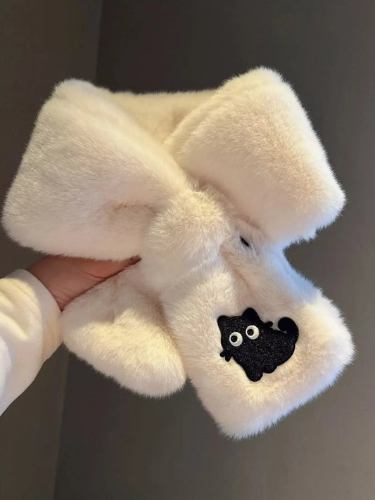 Cat Embroidered Plush Scarf Simply Love