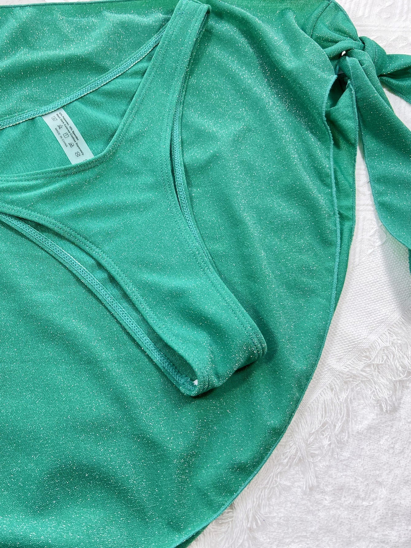 Three-Piece Bikini Solid Color Sexy Women Split Swimsuit Triangle Bag Glitter Swimsuit Bella Mia