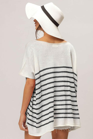 BiBi V Neck Striped Short Sleeve TopUpgrade Your Style with the BiBi V Neck Striped Short Sleeve Top
 Elevate your wardrobe with a piece that combines classic design with modern versatility. The BiBi VLove Salve Neck Striped Short Sleeve Topjust arrived