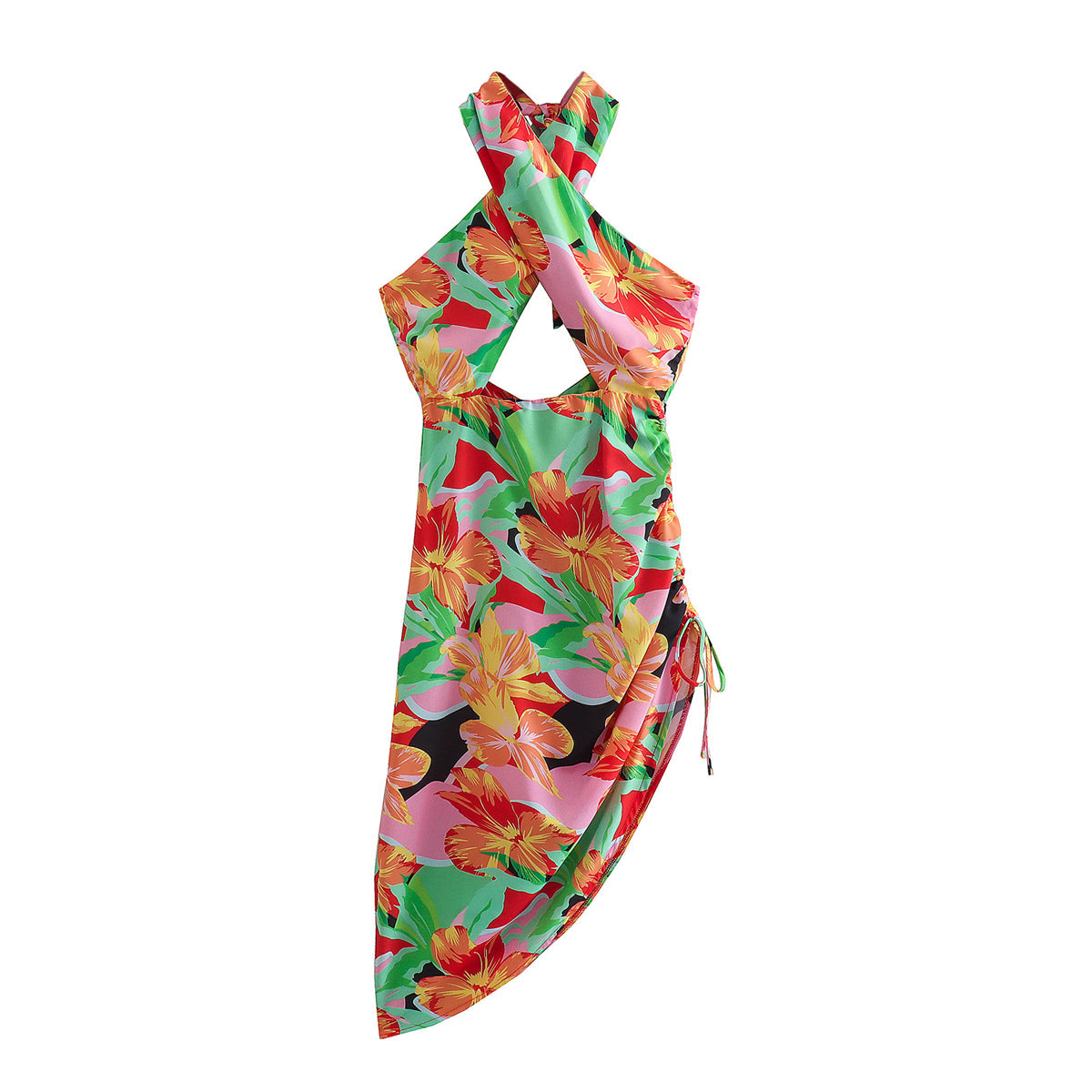 Hip Summer New Printed Irregular Asymmetric Halter Dress Bella Mia