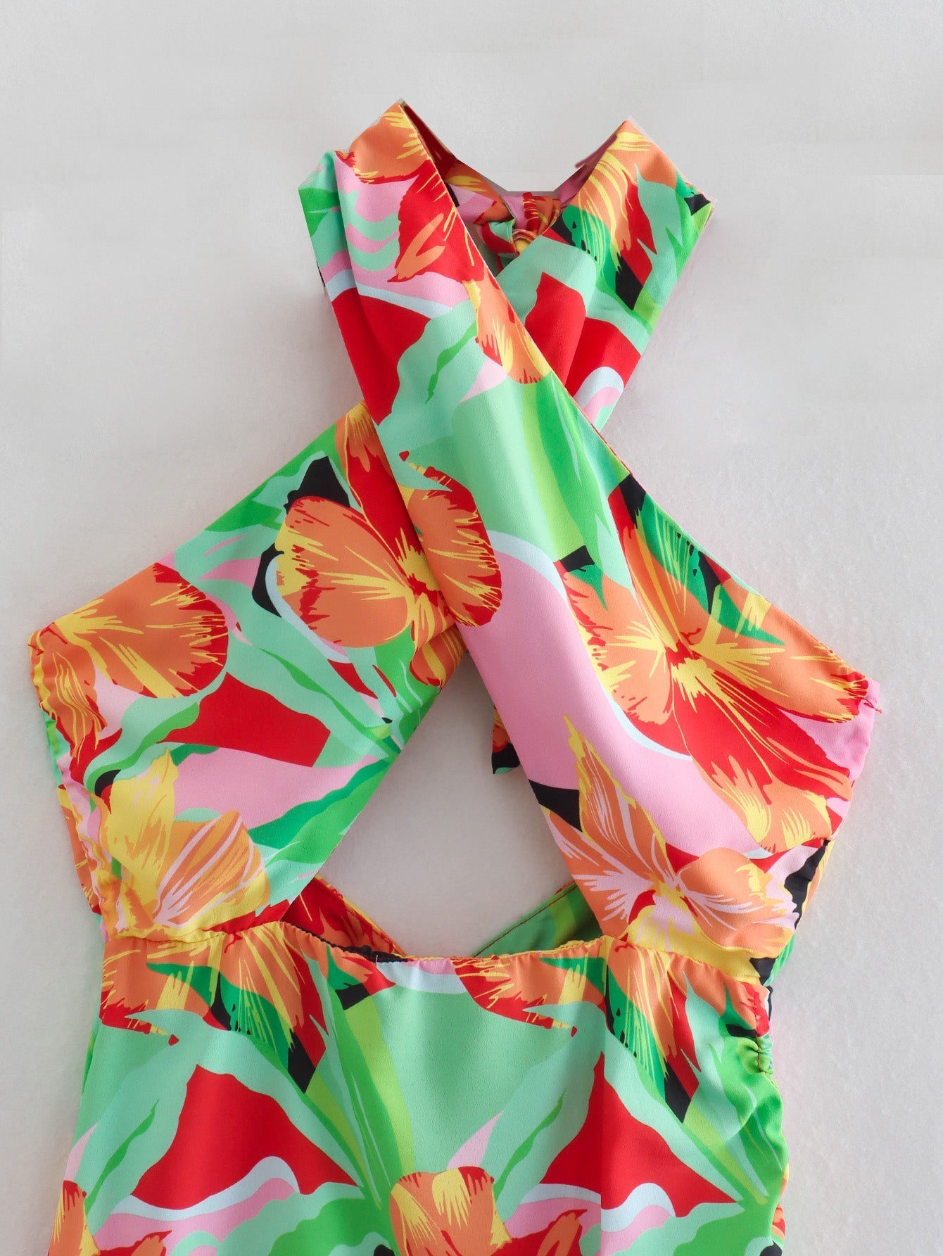 Hip Summer New Printed Irregular Asymmetric Halter Dress Bella Mia