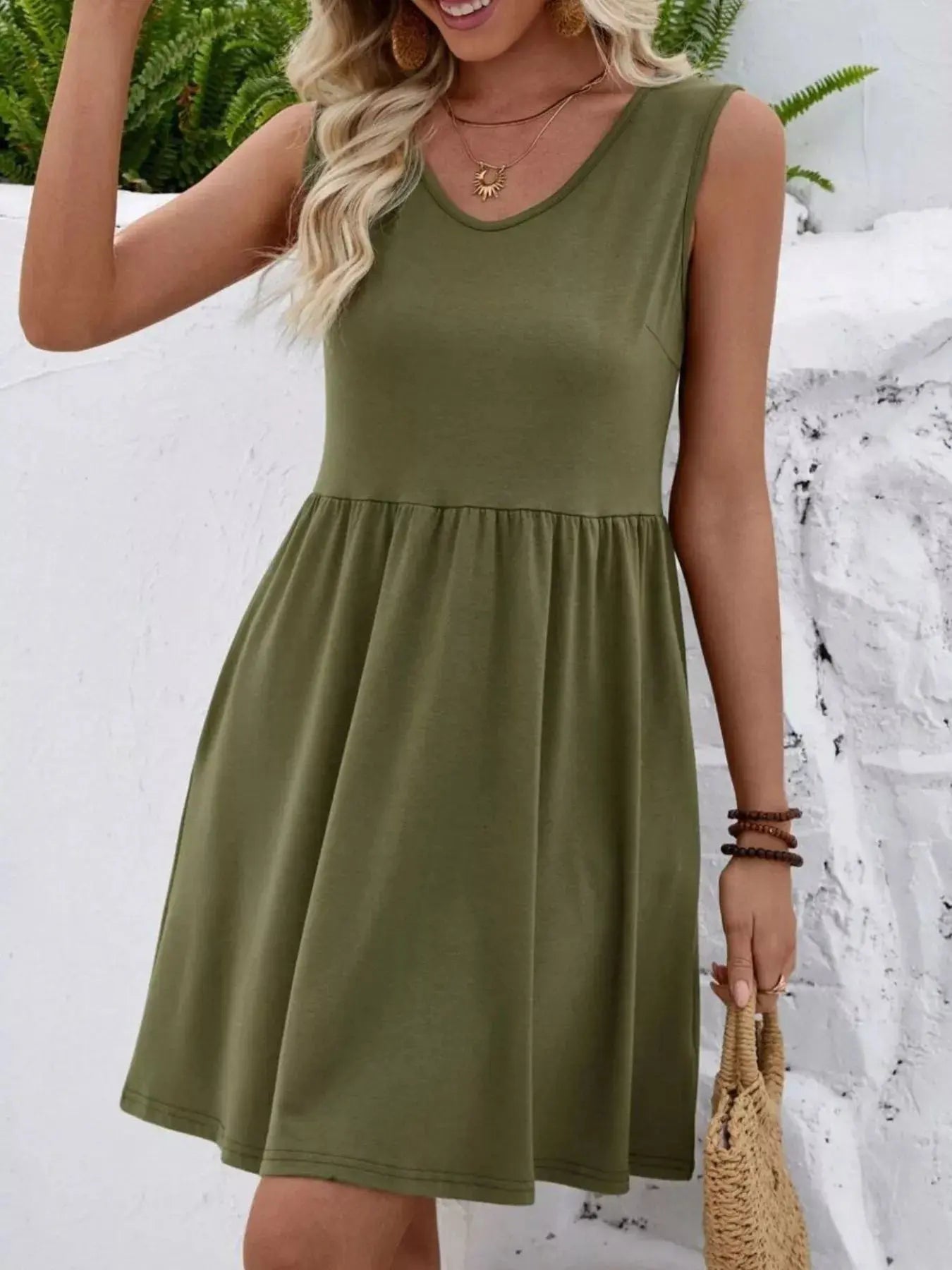 V-Neck Sleeveless Mini Dress Simply Love