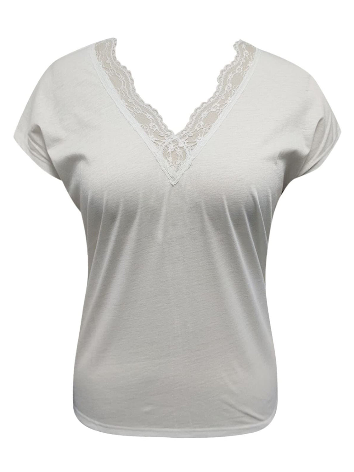 Full Size Lace Detail V-Neck Short Sleeve Blouse Coco’s Tee Boutique