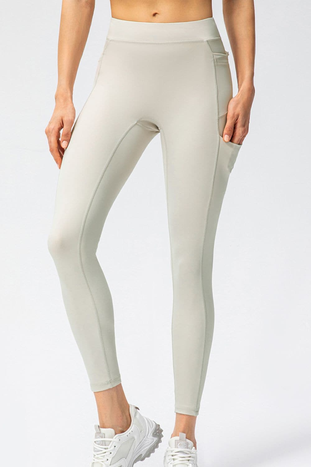 Full Size Slim Fit High Waist Long Sports Pants with Pockets.