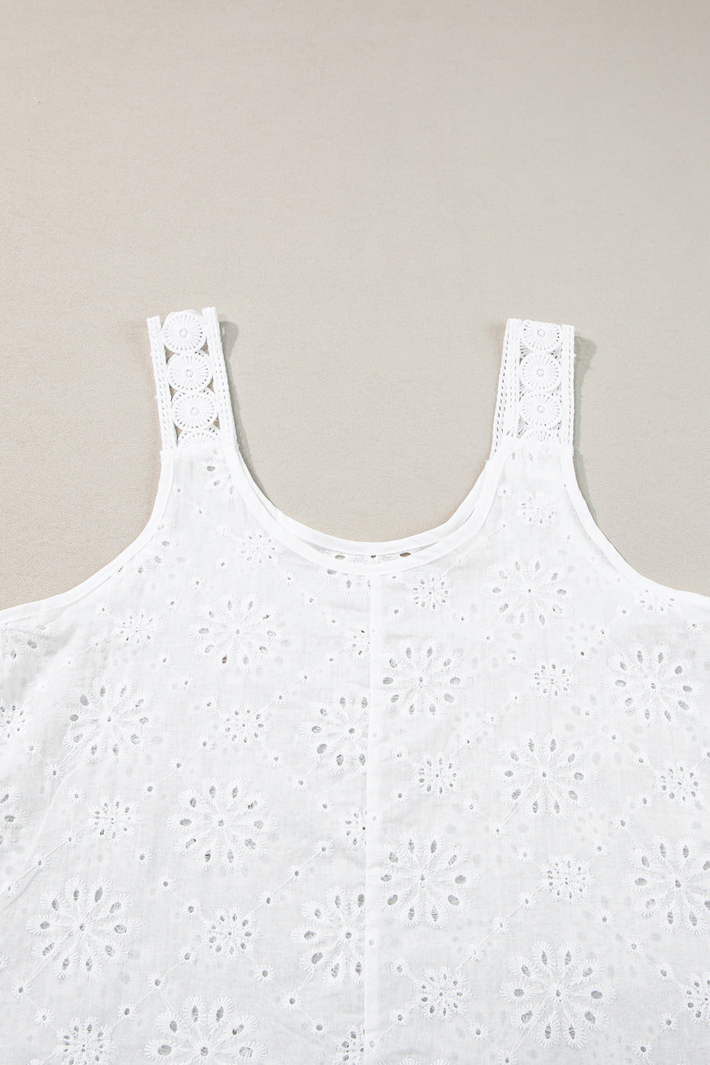 Chic white eyelet embroidered tank for effortless elegance