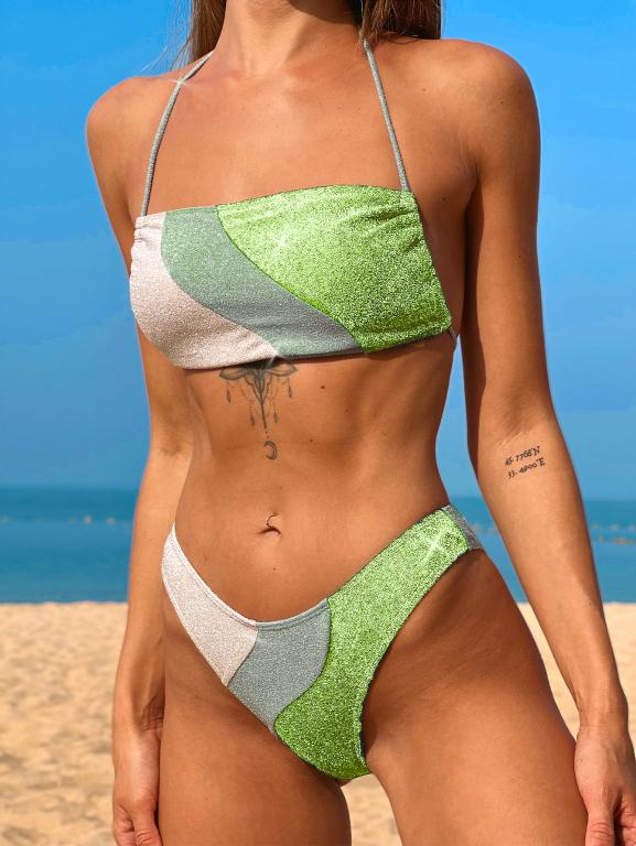 Patchwork Bikinis High Cut Swimsuit Women Sexy Backless Bathing Suits Swimwear Bella Mia