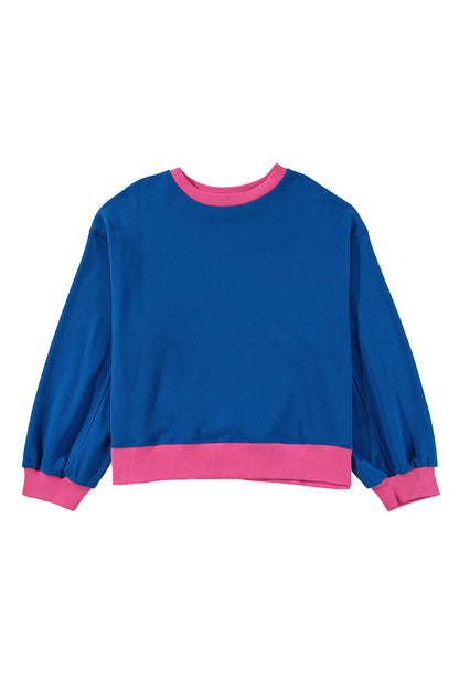 Sky blue color block plus size sweatshirt