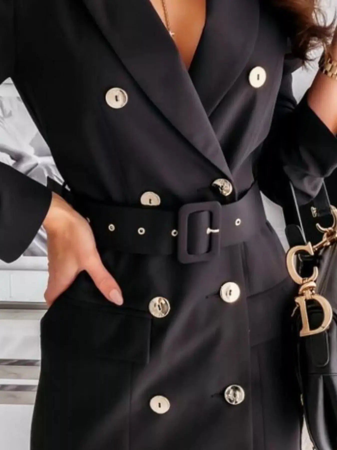 Double-Breasted Belted Blazer Dress Simply Love