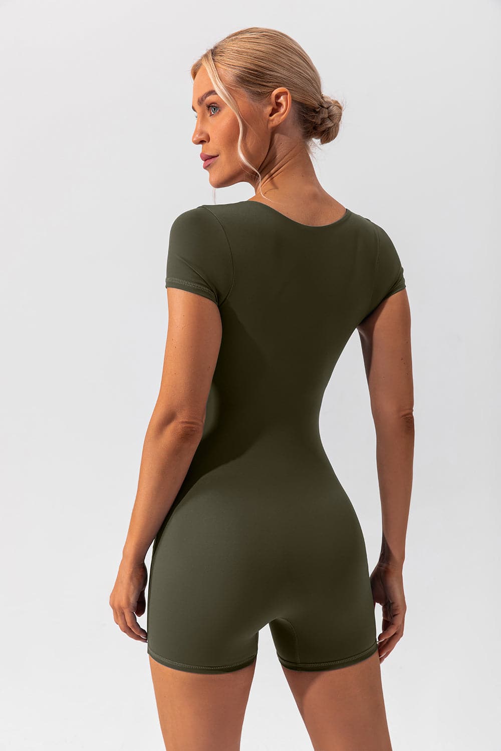 Square Neck Cap Sleeve Active Romper.