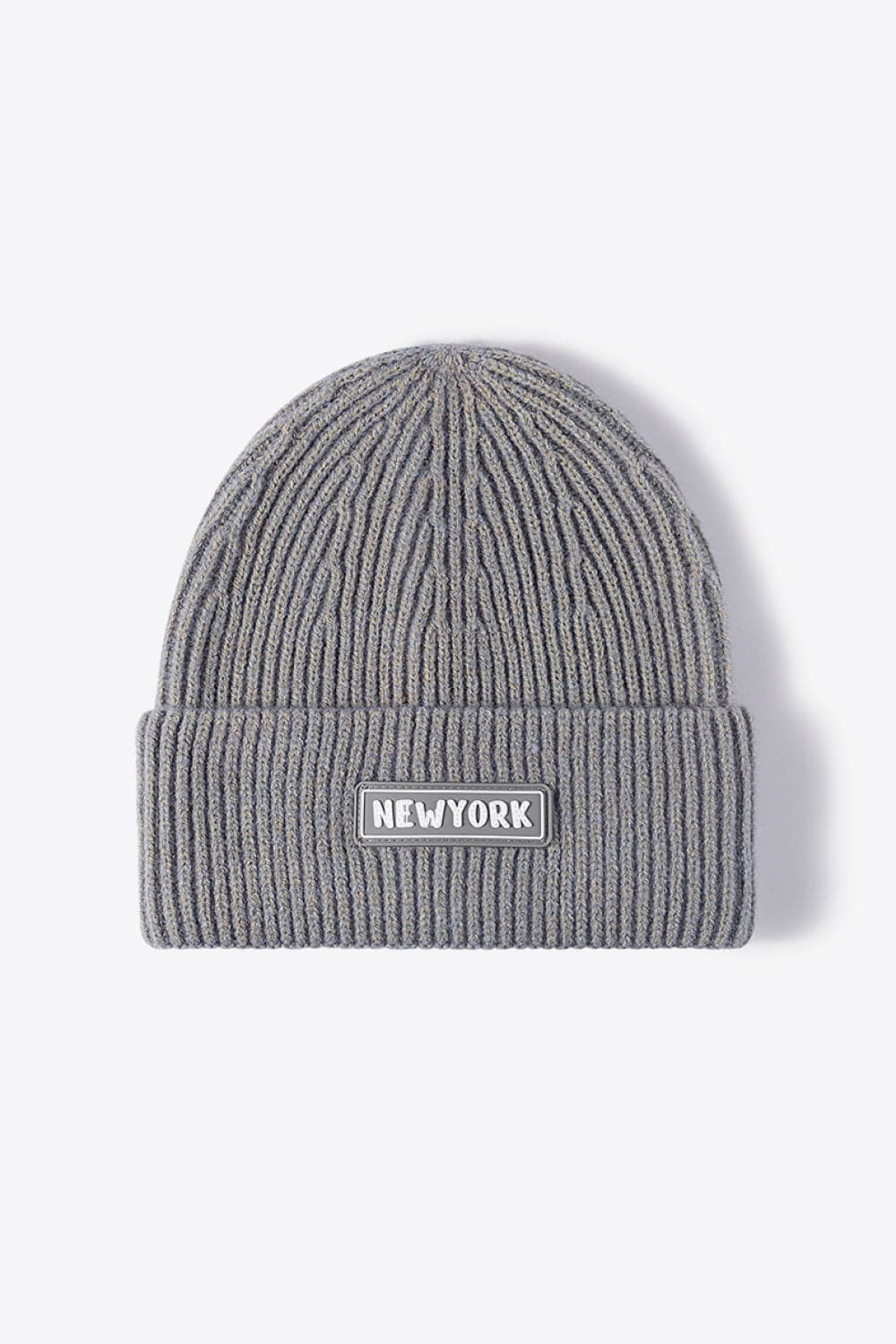 NEWYORK Patch Rib-Knit Cuffed Beanie.